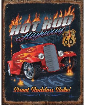 Tablica metalowa Hot Rod HWY - 66, 40 cm x 32 cm