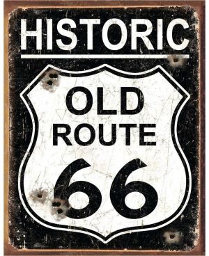 Plechová cedule Old Route 66 - Weathered 40 cm x 32 cm