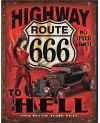 Plechová cedule Route 666 - Highway to Hell 32 cm x 40 cm