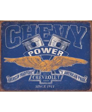 Plechová cedule Chevy Power Restricted 40 cm x 32 cm