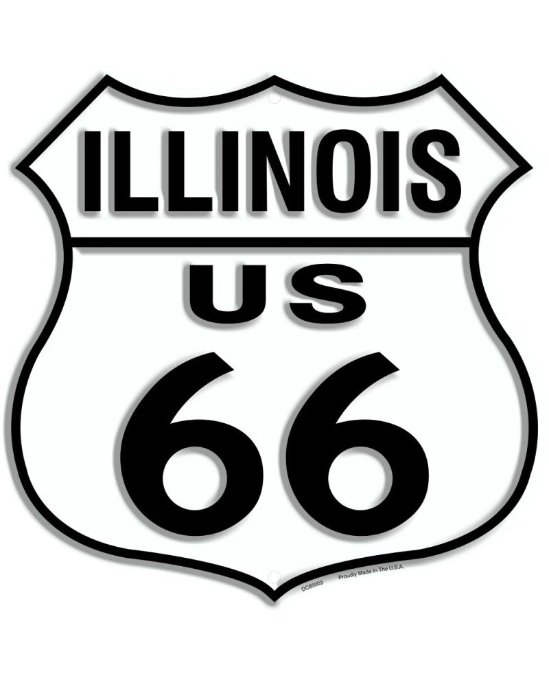 Plechová cedule Route 66 Illinois Shield 30cm x 30cm n