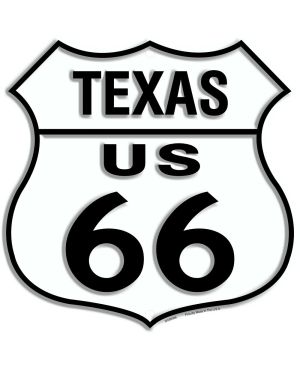 Plechová cedule Route 66 Texas Shield 30cm x 30 cm n