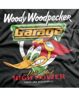 Koszulka męska Woody Woodpecker Garage czarna