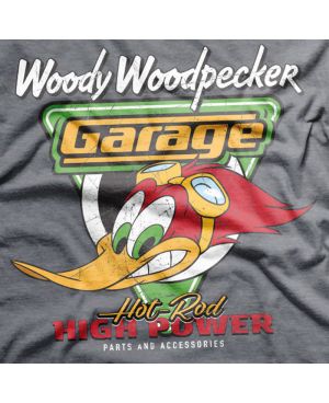 Pánské tričko Woody Woodpecker Garage sivé