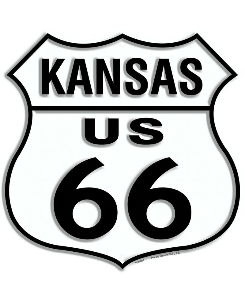 Plechová cedule Route 66 Kansas Shield 27 cm x 27 cm