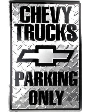 Plechová cedule Chevy Trucks Parking 30 cm x 45 cm