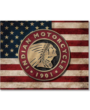 Plechová cedule Indian Motorcycles - US Flag 40 cm x 32 cm