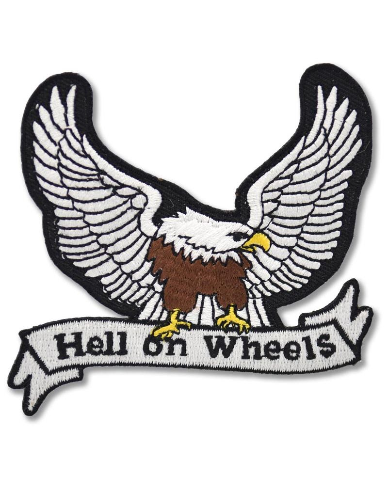 Moto nášivka Hell on the wheels Eagle 7,5cm x 7,5cm