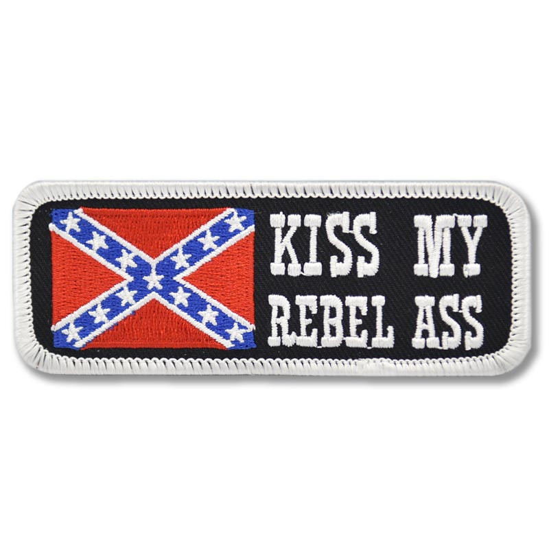 Moto nášivka Kiss my rebel ass 4 cm x 10 cm