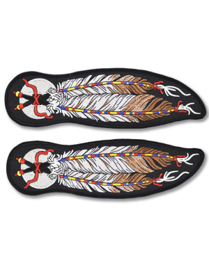 Moto nášivka Two Feathers malá ( pravá + levá ) 10 cm x 3 cm