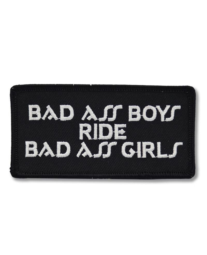 Moto nášivka Bad ass boys ride bad ass girls 10 cm x 5 cm