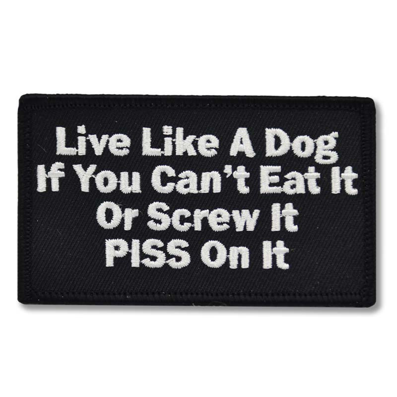 Moto nášivka Live like dog 5 cm x 9 cm