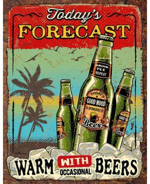 Tablica metalowa Todays Forecast Beers 32 cm x 40 cm