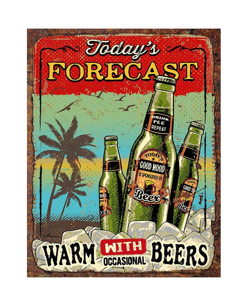 Tablica metalowa Todays Forecast Beers 32 cm x 40 cm