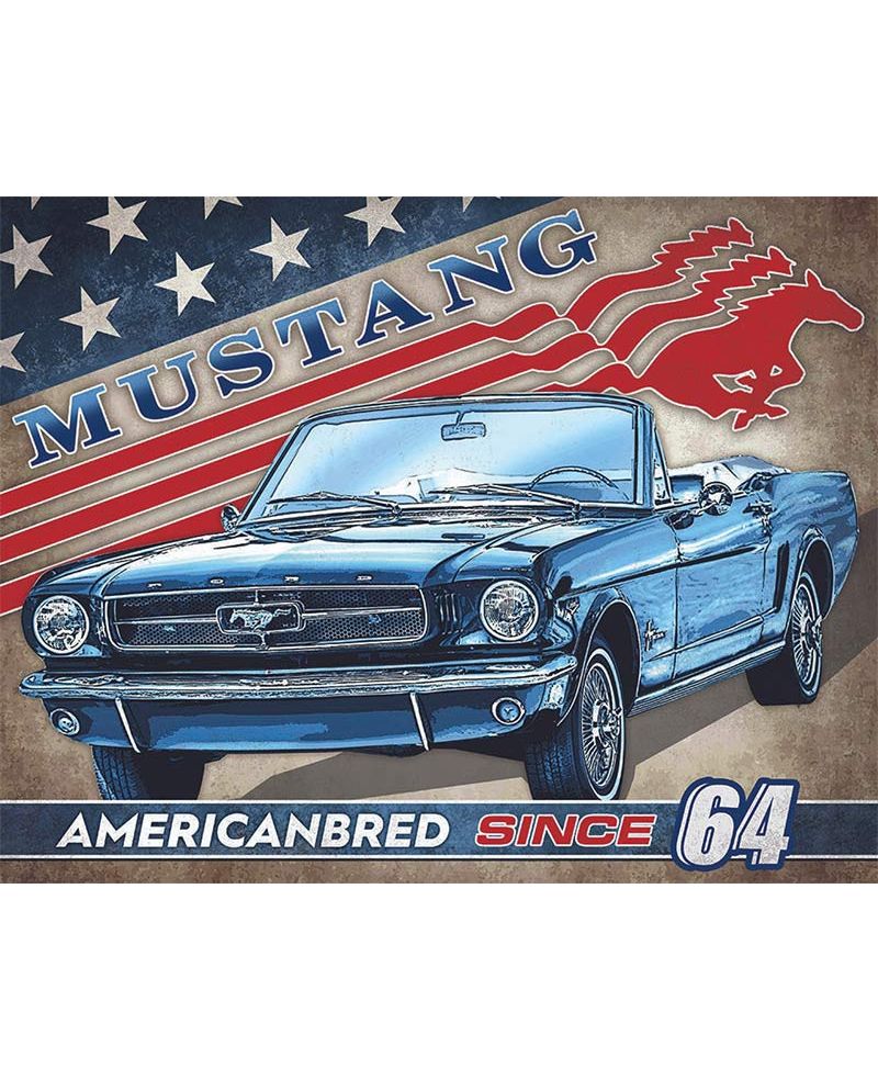 Plechová cedule Ford Mustang American Bred 32 cm x 40 cm