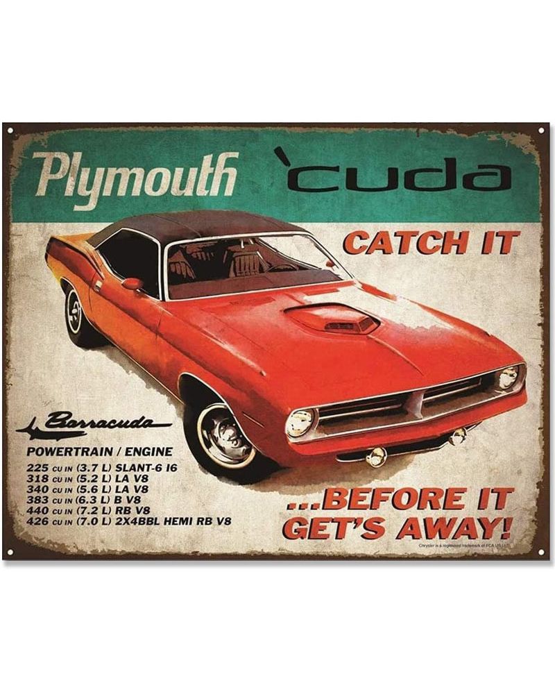 Plechová cedule Plymouth Cuda Catch it 30 cm x 38 cm