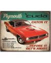 Plechová cedule Plymouth Cuda Catch it 30 cm x 38 cm