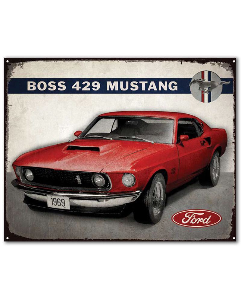 Plechová cedule Ford Mustang 1969 Boss 30 cm x 38 cm