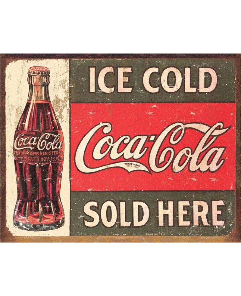 Plechová cedule Coca Cola 1916 Ice Cold 32 cm x 40 cm