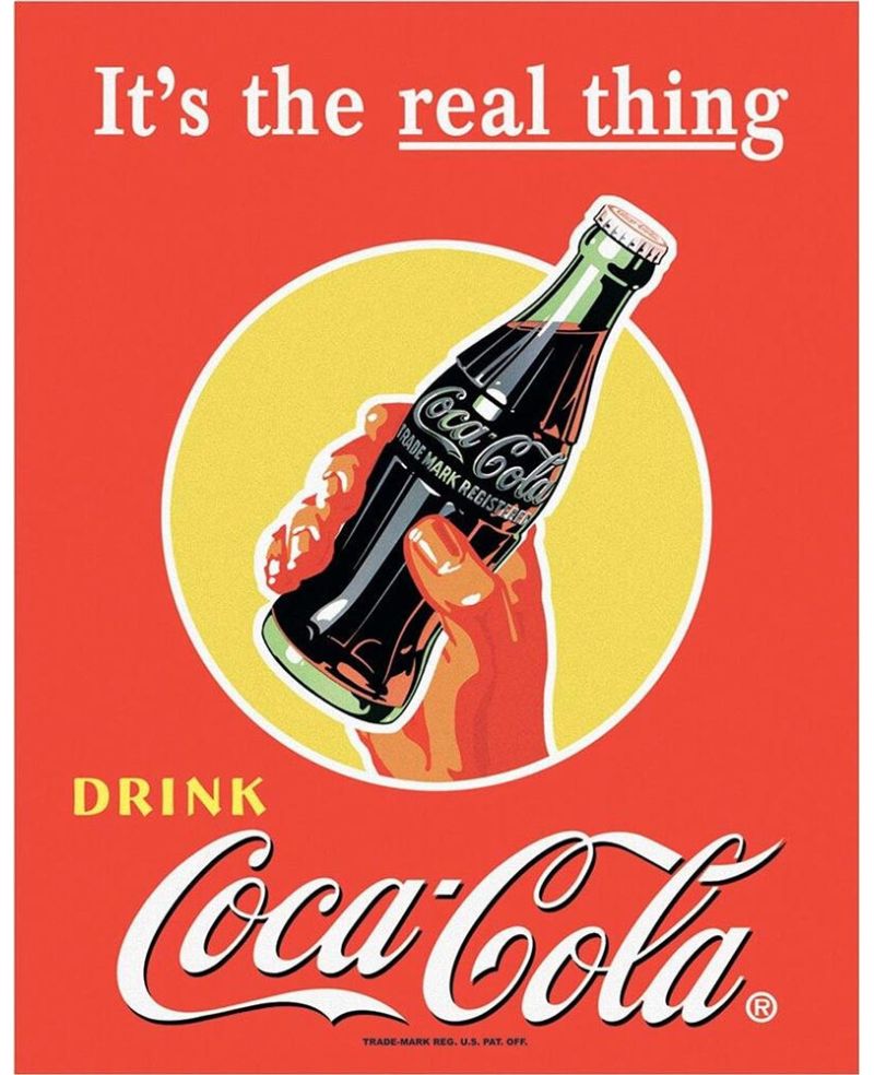 Tablica metalowa Coca Cola Real Thing - Bottle 32 cm x 40 cm