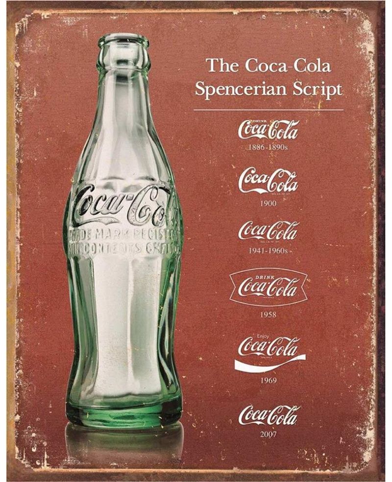 Tablica metalowa Coca Cola - Script Heritage 32 cm x 40 cm