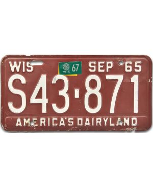 Americká SPZ Wisconsin 1965 Red S43 871