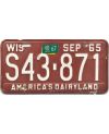 Tablica rejestracyjna USA Wisconsin 1965 Red S43 871