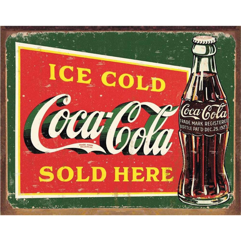 Plechová cedule Coca Cola - Ice cold green 32 cm x 40 cm