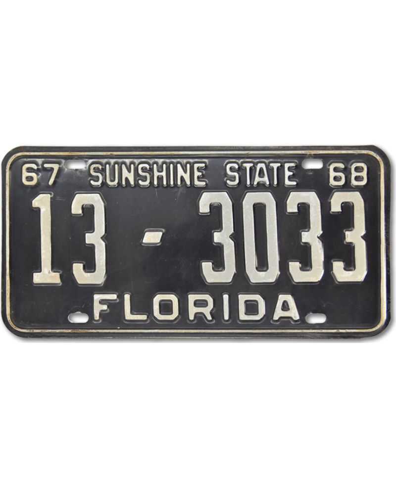 Tablica rejestracyjna Florida Sunshine State 1968 Black 13-3033