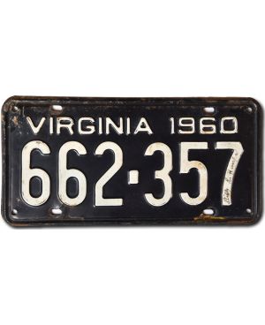 Tablica rejestracyjna USA Virginia 1960 Black 662-357