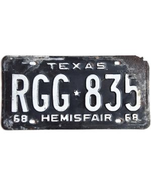 Tablica rejestracyjna USA Texas 1968 Hemisfair RGG 835