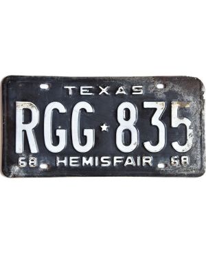 Americká SPZ Texas 1968 Hemisfair RGG 835 rear