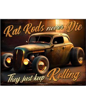 Tablica metalowa Rat Rods never Die 32 cm x 40 cm