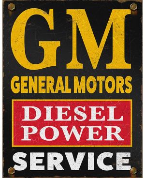 Plechová cedule General Motors GM diesel 32 cm x 40 cm