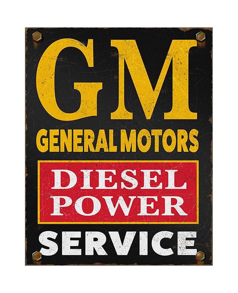 Plechová cedule General Motors GM diesel 32 cm x 40 cm