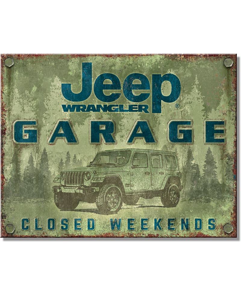 Tablica metalowa Jeep Wrangler Garage 32 cm x 40 cm