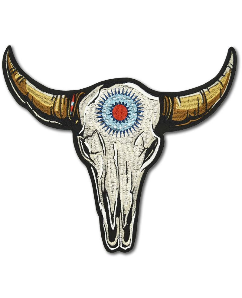 Moto nášivka Tribal Buffalo Head XXL na záda 29 cm x 26 cm