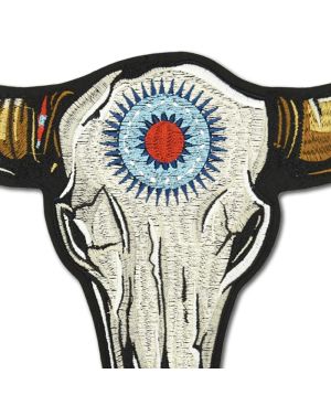 Moto nášivka Tribal Buffalo Head XXL na záda 29 cm x 26 cm