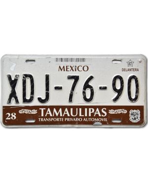 Meksykańska tablica rejestracyjna Tamaulipas XDJ-76-90