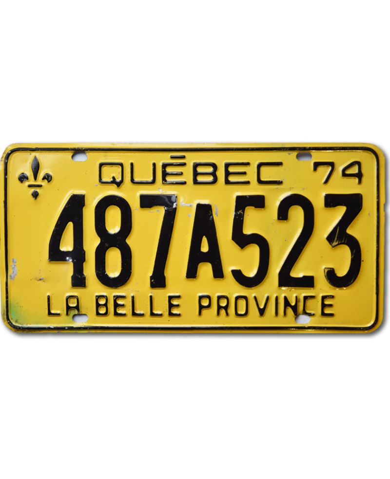 Kanadyjska tablica rejestracyjna Quebec 1974 Yellow 487A523