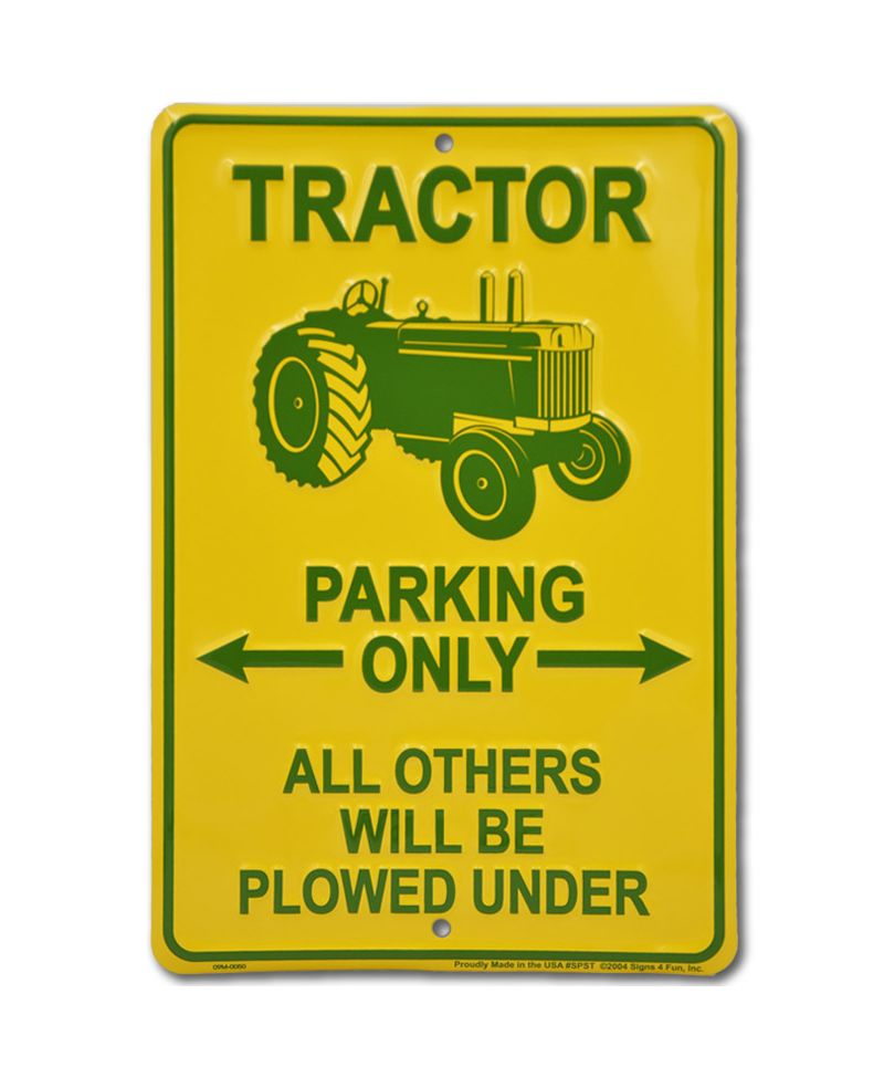 Plechová cedule Tractor Parking only 20 cm x 30 cm