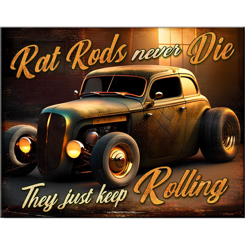 Plechová cedule Rat Rods never Die 32 cm x 40 cm