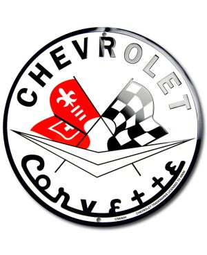 Plechová cedule Chevrolet Corvette round 30 cm a