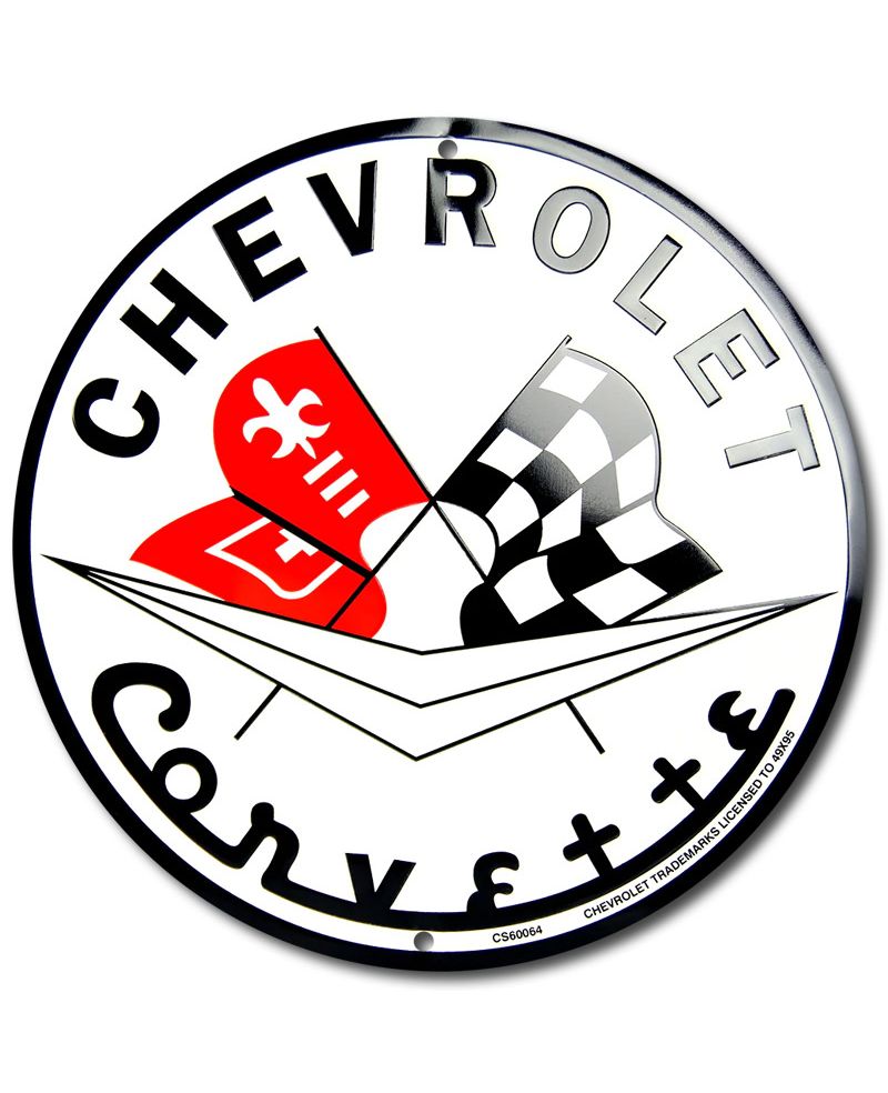 Plechová cedule Chevrolet Corvette round 30 cm a