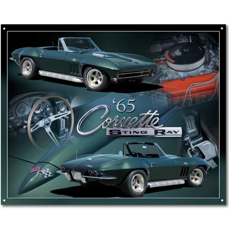 Plechová cedule Chevrolet Corvette 1965 Stingray 30 cm x 38 cm