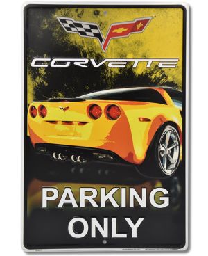 Plechová cedule  Corvette Yelow Parking 30cm x 45 cm a