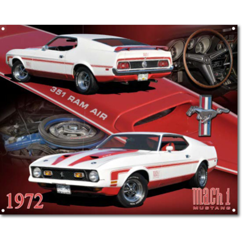 Plechová cedule 1972 Mach 1 Mustang 30 cm x 38 cm