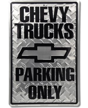 Plechová cedule Chevy Trucks Parking 30 cm x 45 cm a