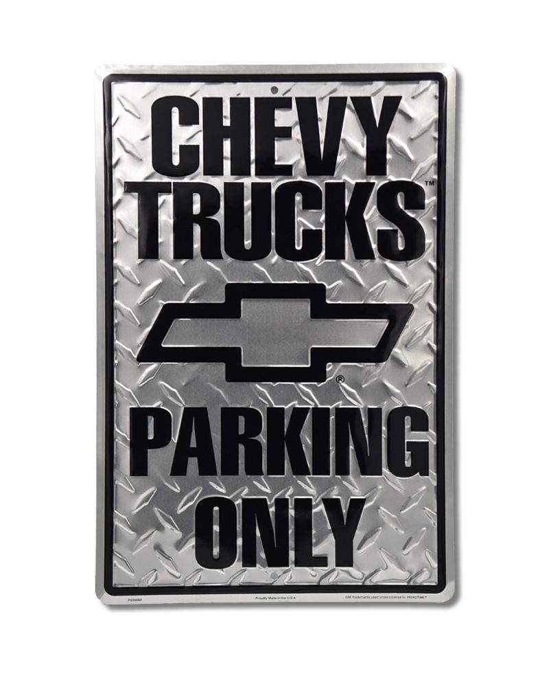 Plechová cedule Chevy Trucks Parking 30 cm x 45 cm a