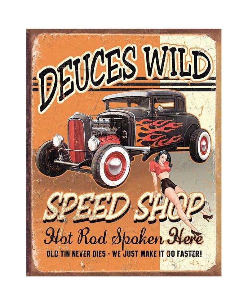 Tablica metalowa Deuces Wild Speed Shop 40 cm x 32 cm